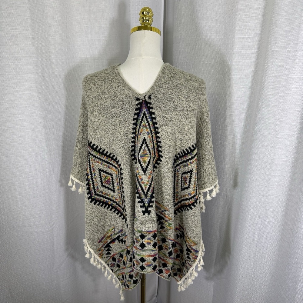 VTG Poncho Gene Accessories One Size Western Rodeo Aztec Cowgirl Tassel Fringe - Picture 3 of 9